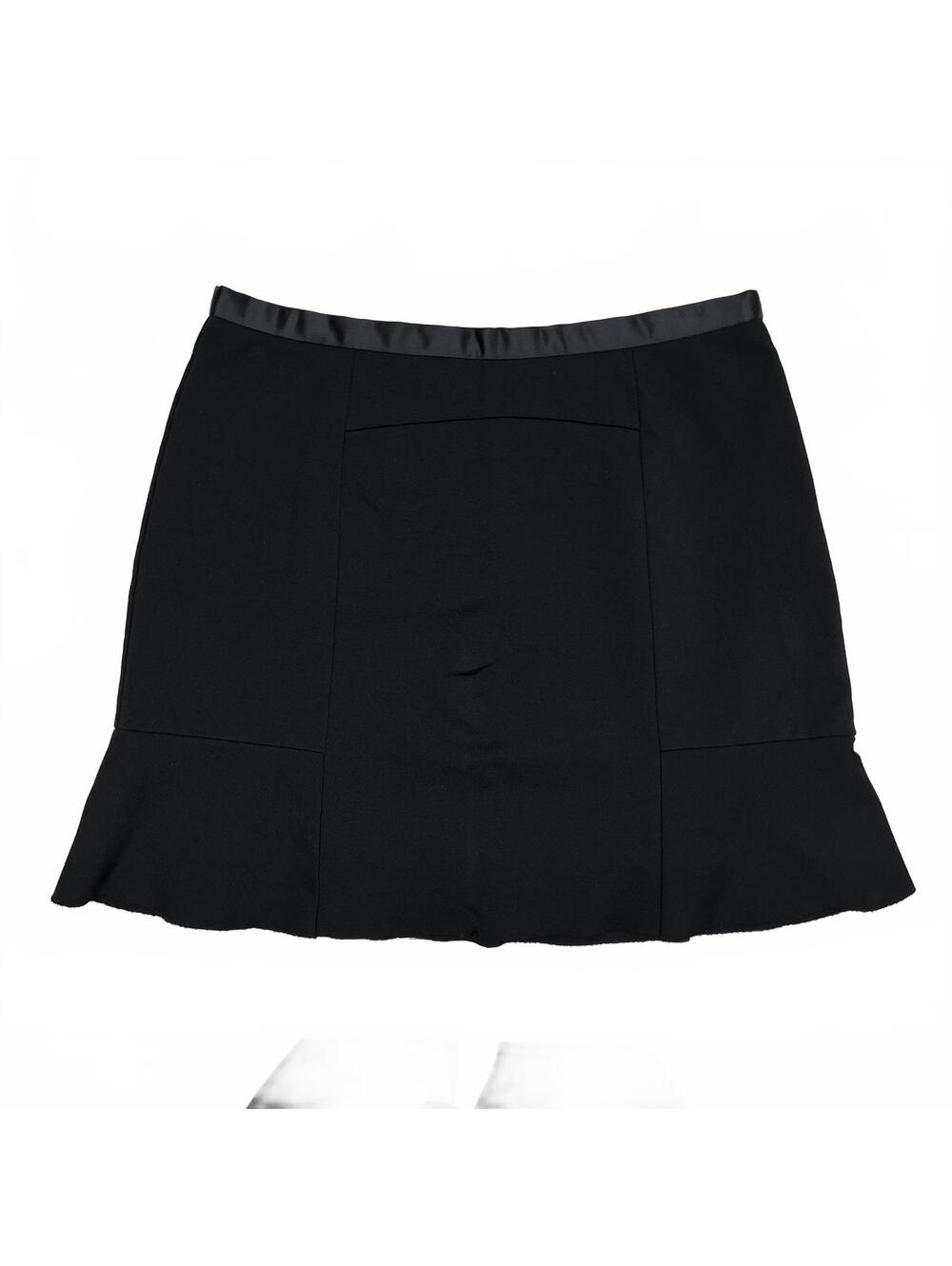 Vintage Tristan Sz 8 Black A Line Skirt W Trumpet Hem & Satin Waist Trim Office